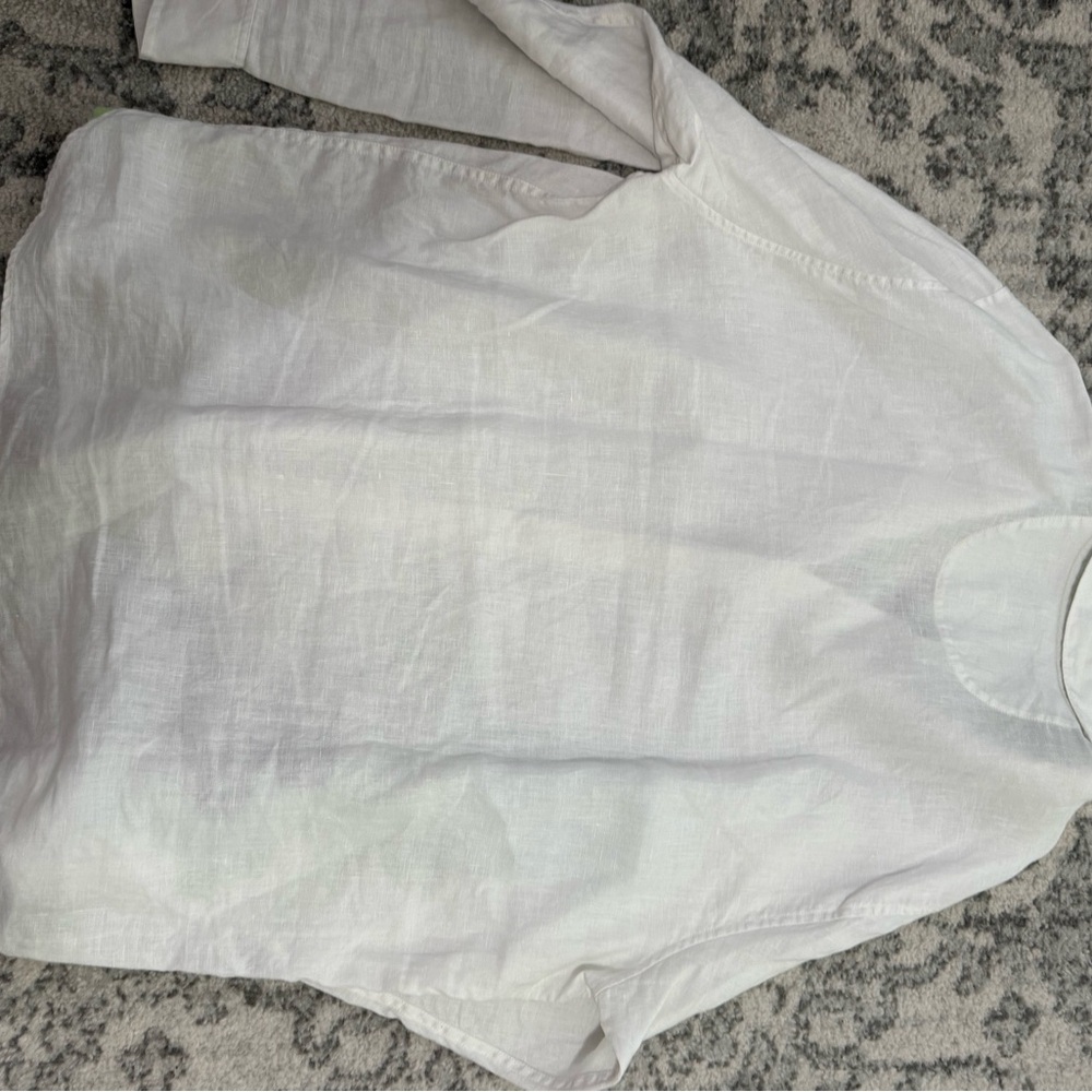 Tommy Bahama White Shirt with Lime Green Collar - Picture 3 of 3